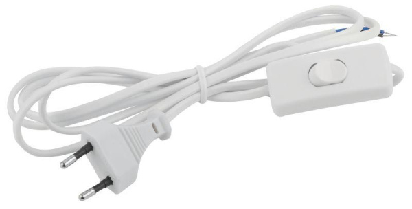 Шнур для бра 1.8м с выкл. ШВВП 2х0.5 белый