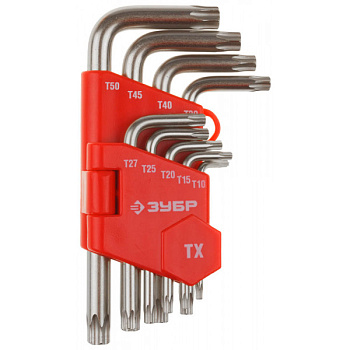 Набор ключей имбрусовых 9 пред.Т10-Т50 ЗУБР "МАСТЕР" 