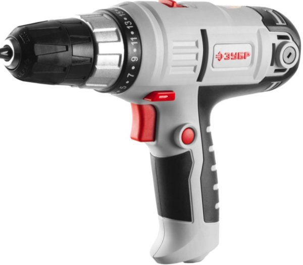 Дрель-шуруповерт сетев.ЗУБР 220В,двиг.перем.тока,макс крепеж 6мм,БЗП 10мм,300Вт