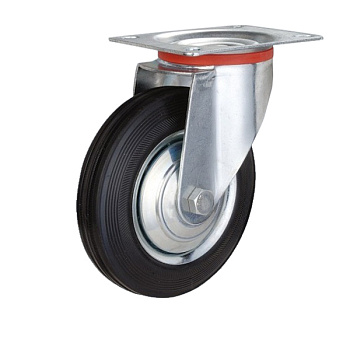 Колесо 125мм поворотное, площадка,черн. резина SC 55 Грузоподъемность:0.1 т