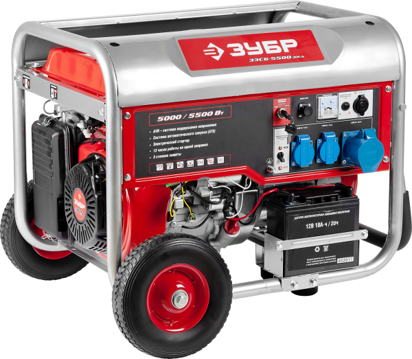 Электрогенератор автозапуск, колеса, 5500 Вт, МАСТЕР ЗУБР