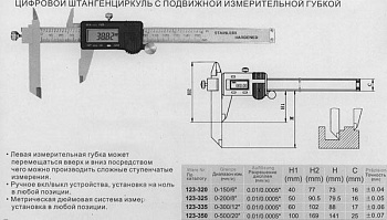 Штангенциркуль 0 - 200 (0,01) электронный с перемещаемой губкой Н-50-79.5мм (Шан 123-325)