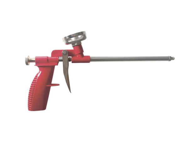 Пистолет для монтажной пены 17см пластиковый корпус и рукоятка, металлический адаптер и регулируемый винт 
