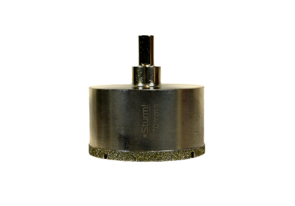 1055-10-7070 Коронка алмазная по керамограниту 70 х 70 мм,3гр. хв., с центрир. cверл. Sturm!