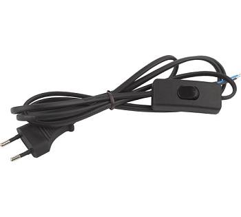 Шнур для бра 1,8м с выкл. ШВВП 2х0.5 черный 