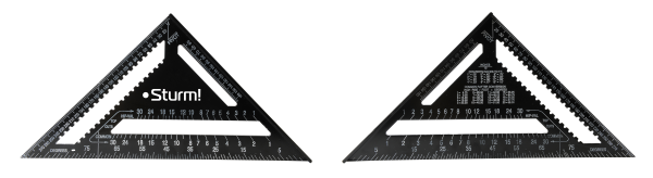 2020-07-300 Угольник 300мм, алюминиевый сплав, чёрная оксидация, белая шкала, Sturm!