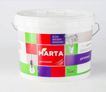 Краска MARTA для потолков белая ,14 кг