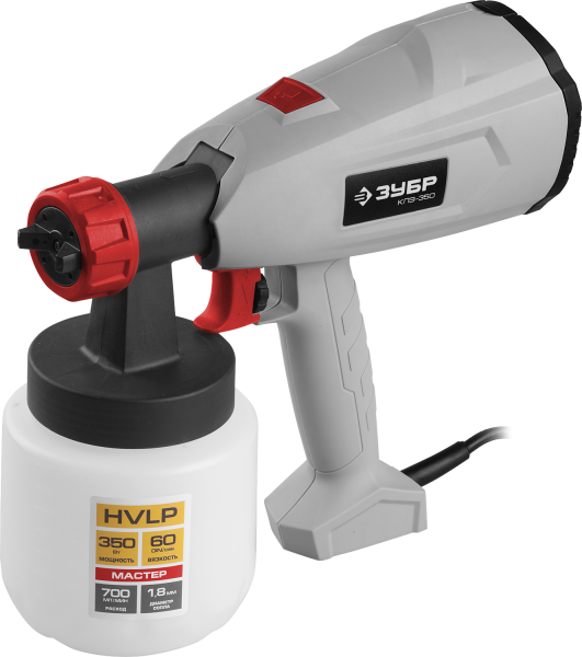 Краскопульт КПЭ-350 электрич,  HVLP, 0.8л, краскоперенос 0-700мл/мин ЗУБР