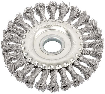 Корщетка-колесо 125мм /22,2 мм, стальная витая проволока из нержавеющая сталь FIT