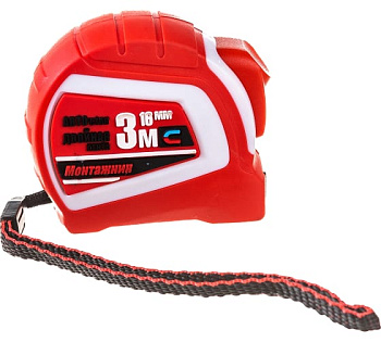 Рулетка с автостопом и магнитом двусторонняя 3 м х 16 мм "Монтажник"