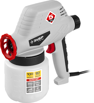 Краскопульт электрич, 100Вт, 300 мл/мин, 0,8мм, 0,8л, МАСТЕР ЗУБР