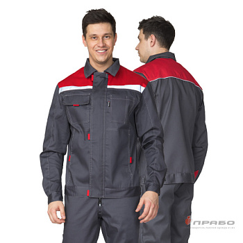 Костюм мужской летний "Профессионал 2 СОП" т.серый/красный (куртка и полукомбинезон)