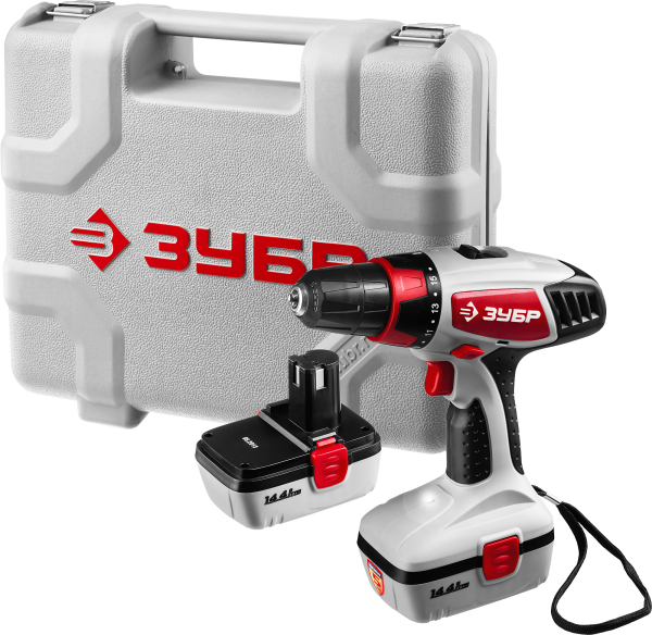 Дрель-шуруповерт акк, 14,4 В, 2 АКБ, ПРОФ ЗУБР