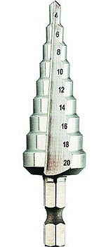 Сверло 6-38мм по металлу ступенчатое, для отверстий 