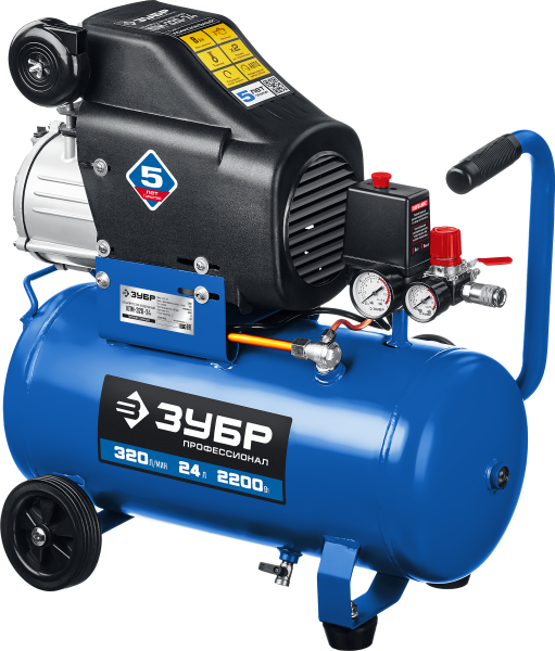 Компрессор  масляный, 2200 Вт, 24л, 310л/мин, ПРОФ ЗУБР