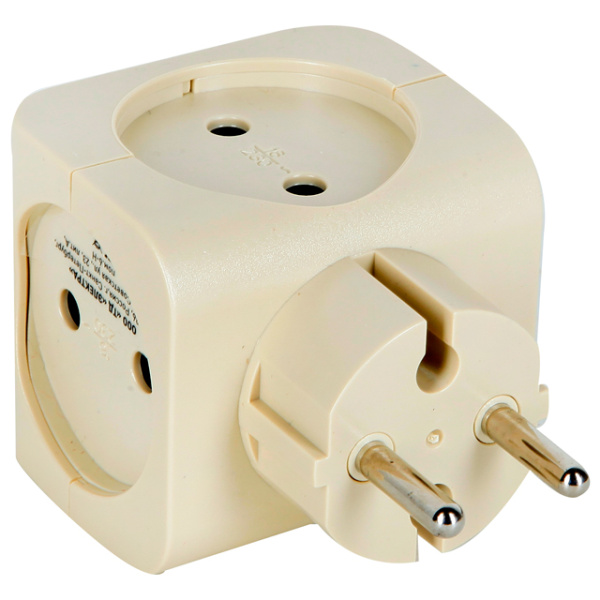 Разветвитель (тройник) 4 гнезда без заземл белый Эра