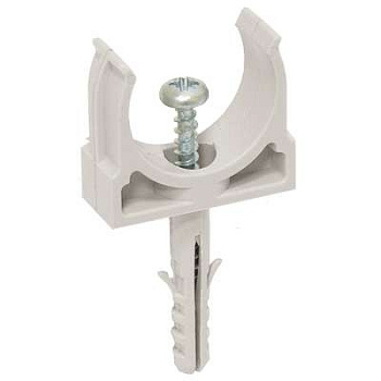 Держатель Д20 с защелкой и дюбелем, в комплекте с винтом, нейлон