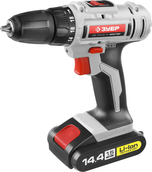 Дрель-шуруповерт акуум. М1 ЗУБР ДА-14,4-2 2 АКБ ЗУБР