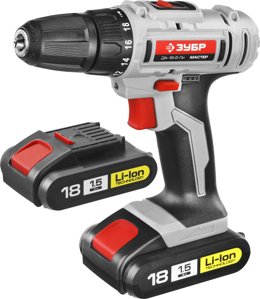 Дрель-шуруповерт акк, 18 В, 2 АКБ, МАСТЕР ЗУБР