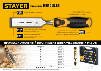 Стамеска-долото 12 мм с двухкомпонентной рукояткой STAYER HERCULES