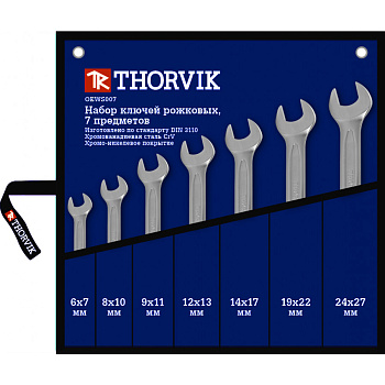 Набор ключей рожковых 7 пр. 6-27 мм сумка Thorvik