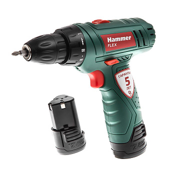 Шуруповерт 12.0В LiION 2*1.3Ач 10мм 0-350/0-1250об/мин 20Нм Hammer Flex