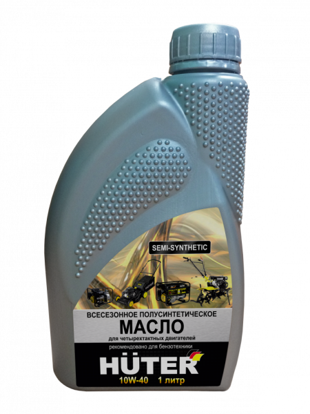 Масло моторное 10W-40 полусинтетическое для четырехтактных двигателей для техники HUTER, 1л.