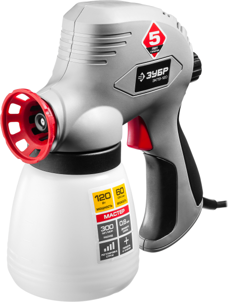 Краскопульт (краскораспылитель)электрический, ЗУБР ЗКПЭ-120,краскоперенос 300 мл/мин, вязкость кра