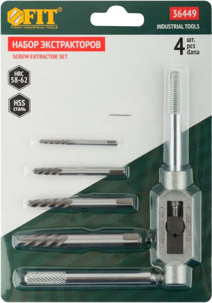 Набор экстракторов Профи 4шт. с метчикодержателем FIT