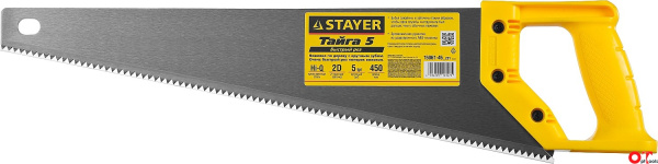 Ножовка по дереву (пила) 450мм, шаг 5 TPI STAYER ударопрочная,быстрый рез поперек волокон,для круп.и