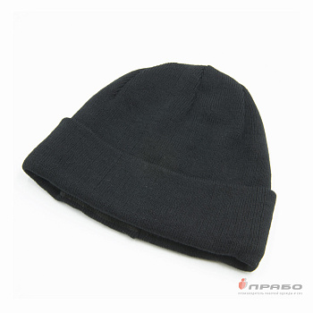 Шапка зимняя универсальная трикотажная на флисе чёрная