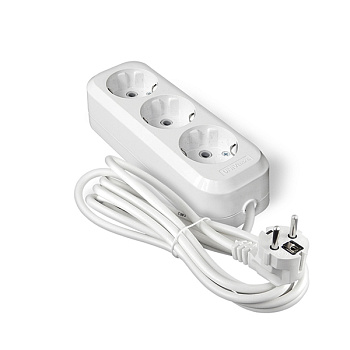 Удлинитель сетевой 3 розетки ПВС 3х0,75мм, 10А  с/з, 3м