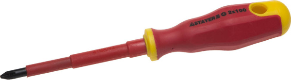 Отвертка крестовая РН №2*100мм диэлектрич.до 1000В,двухкомп рукоятка STAYER PROFI ELECTRO