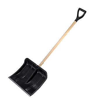 Лопата снегоуб., пластм., с накл., дер. черенок, с V-образной рук., "Богатырь", 500х400мм, (шт.)