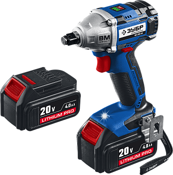 Гайковерт ударный аккум, 18В,BL-motor, 2 АКБ, ПРОФ ЗУБР