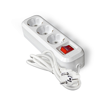 Удлинитель сетевой АБС, 3 роз ПВС 3х1 мм²ГОСТ, 16А, с/з, с выкл, 2м