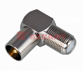 Переходник гнездо F - штекер TV угловой REXANT