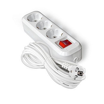 Удлинитель сетевой АБС, 3 роз ПВС 3х1 мм²ГОСТ, 16А, с/з, с выкл, 5м