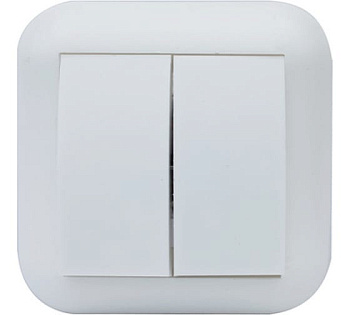 Выключатель для скрытой проводки 10 А, двухклавишный, белый