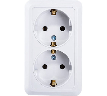 Розетка Двойная  с зазем.,BOLLETTO белая наклад 7128 IN HOME