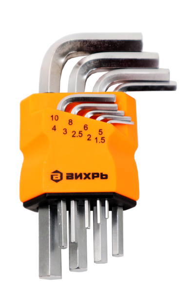 Набор шестигранных ключей HEX 9 шт 1,5-10мм Вихрь 73/6/5/11