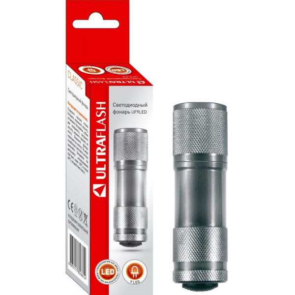 Фонарь UF9LED 3хR03 9LED алюм. металлик Ultraflash 7903