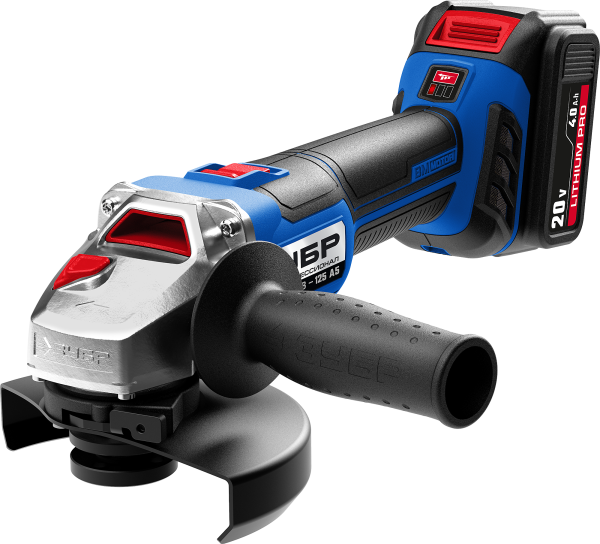 Углошлифовальная машина акк, 20В, BL-motor, 2 АКБ, ПРОФ ЗУБР