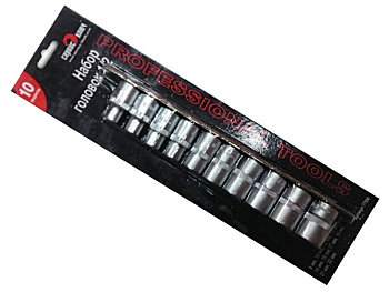 Набор головок 1/2" 10 пр. 6 гр. 8-22 мм на планке Сервис Ключ 108224t