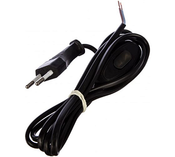 Шнур ШВВП 2х0,5кв.мм с проходным выключателем черный 1,7м