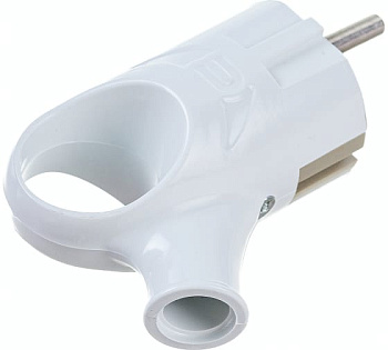 Вилка угловая с кольцом с з/к 16А белая 4120 IN HOME