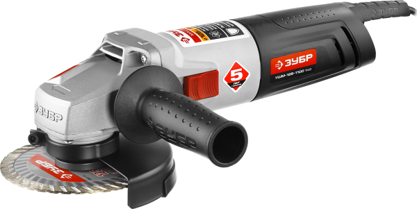Углошлифовальная машинка (болгарка) ЗУБР УШМ-125-1100 ТМ3 защита перегрузки 125мм,3000-1000 об/мин