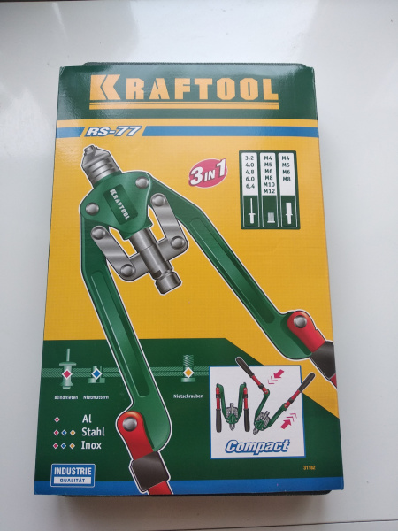 Заклепочник складной KRAFTTOOL RS-77 резьбовых М4-М12,выт.М2,4-6,4,штифты М4-М8