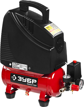 Компрессор безмасл + пневмоинструмент, 1100 Вт, 6л, 180л/мин, МАСТЕР ЗУБР