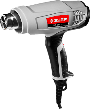 Фен технический(строительный) ЗУБР проф.ФТ-2000, 3насадки,2режима,350гр/350л/мин,650гр/550л/мин,коро